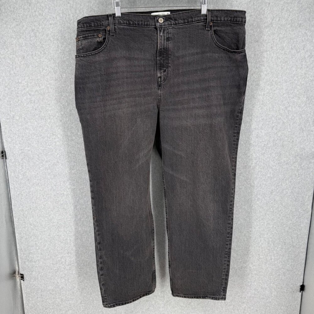 Abercrombie Womens 90s Straight Ultra High Rise Jean Size 35/20 Short Gray Denim